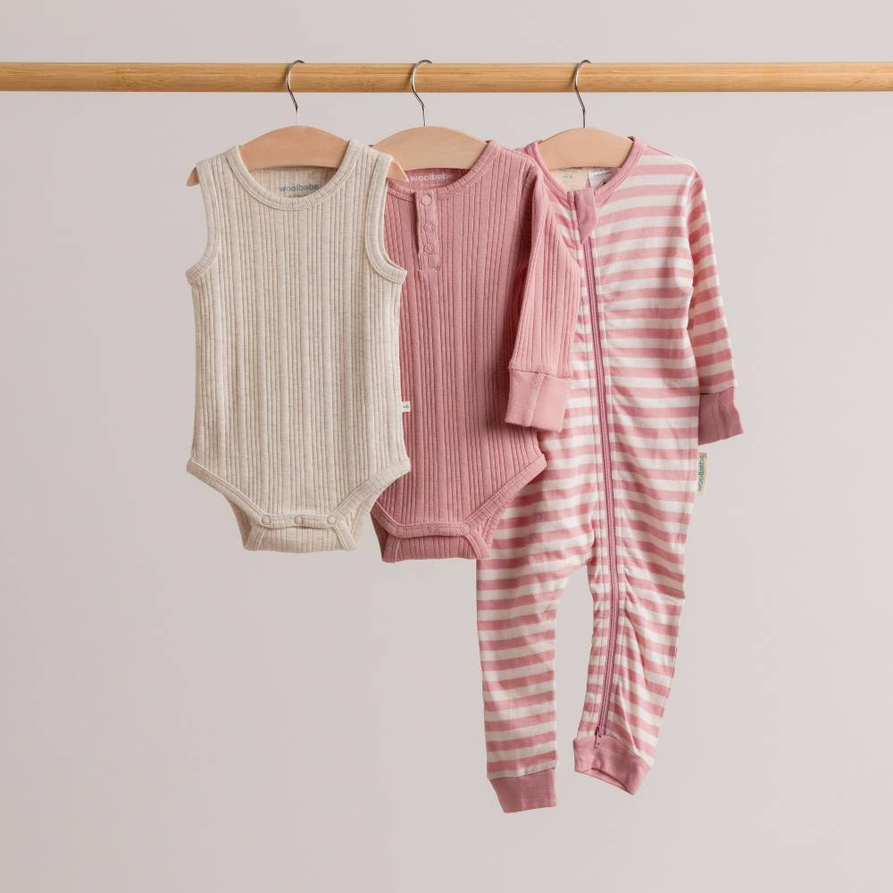 Woolbabe Organic Cotton/Merino Singletsuit - Natural Marl