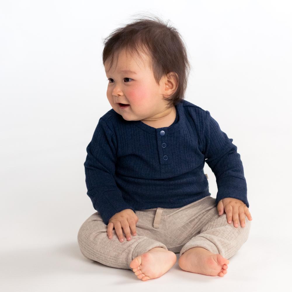 Woolbabe Organic Cotton/Merino Relaxed Pants - Dune Marl
