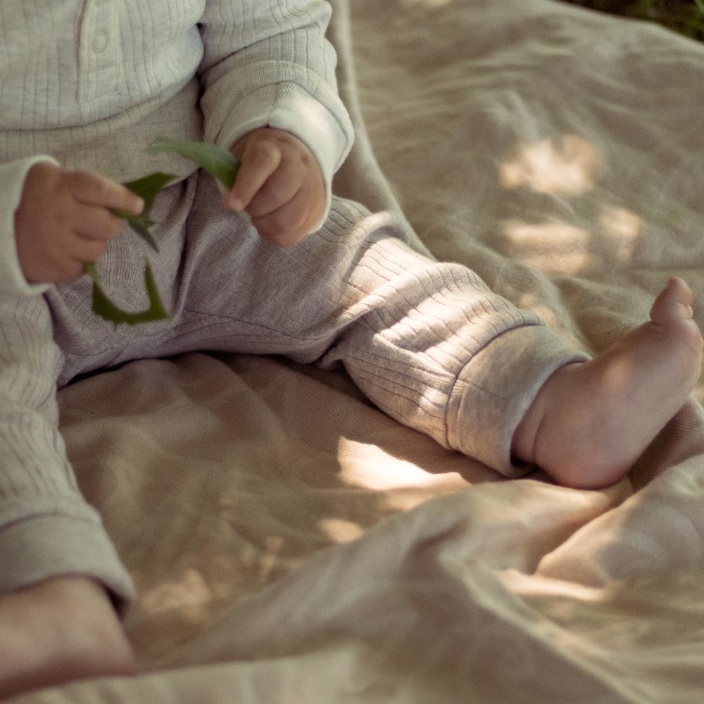Woolbabe Organic Cotton/Merino Relaxed Pants - Dune Marl