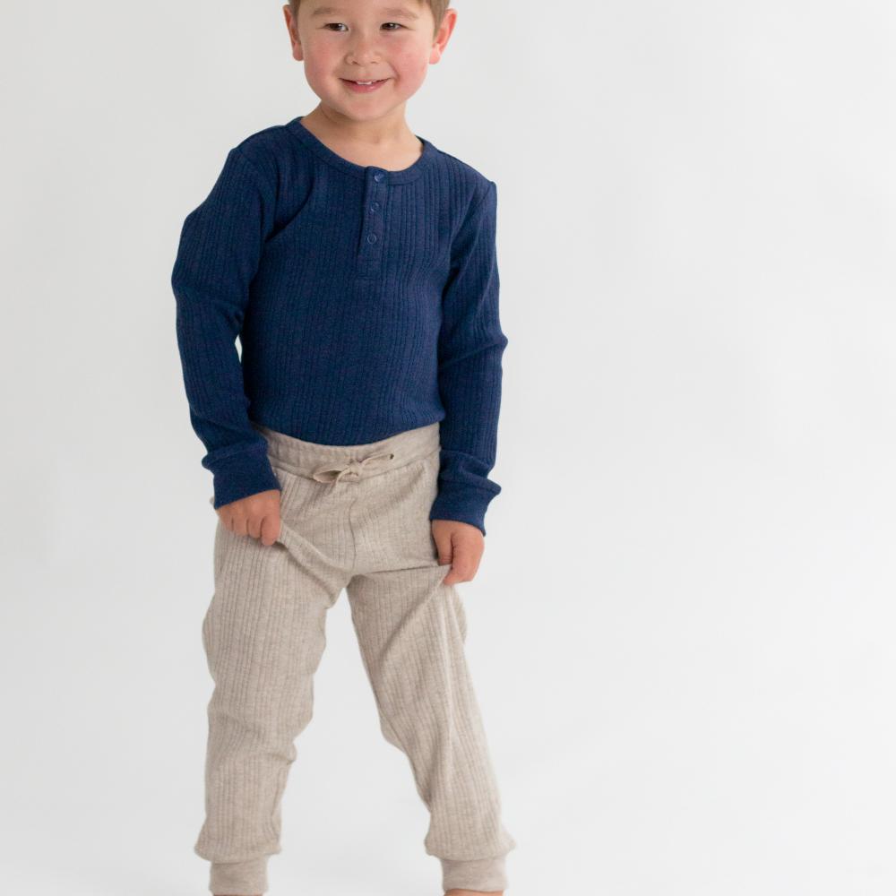 Woolbabe Organic Cotton/Merino Relaxed Pants - Dune Marl