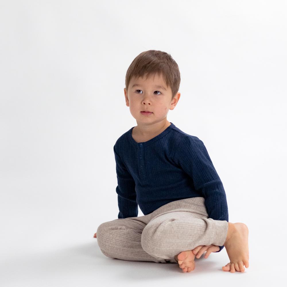 Woolbabe Organic Cotton/Merino Relaxed Pants - Dune Marl