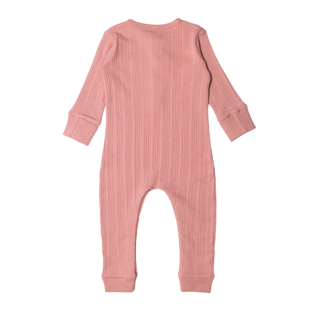 Woolbabe Organic Cotton/Merino Long Sleeve Henley Suit - Dusk Marl