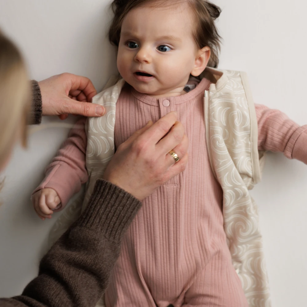 Woolbabe Organic Cotton/Merino Long Sleeve Henley Suit - Dusk Marl