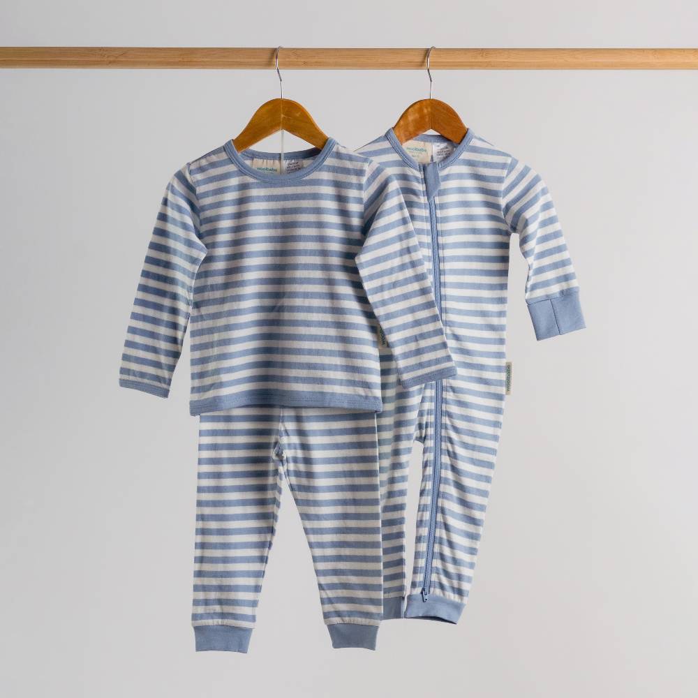Woolbabe Merino/Organic Cotton Winter Pyjamas - Glacier