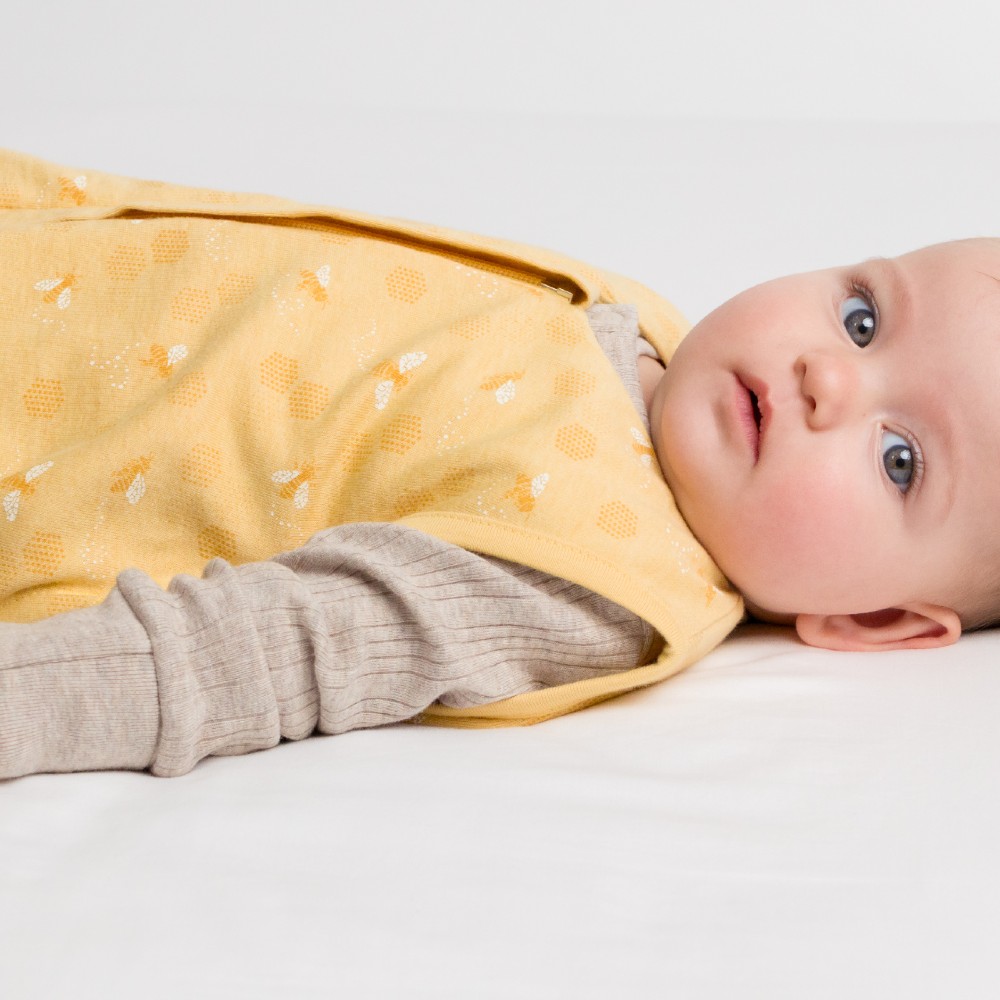 Woolbabe 3 Seasons Front Zip Merino/Organic Cotton Sleeping Bag - Buttercup Bees