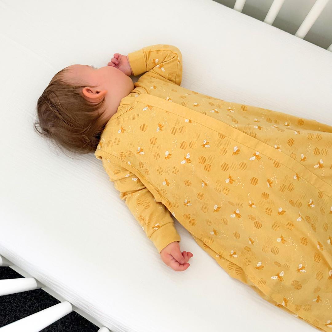 Woolbabe 3 Seasons Front Zip Merino/Organic Cotton Sleeping Bag - Buttercup Bees