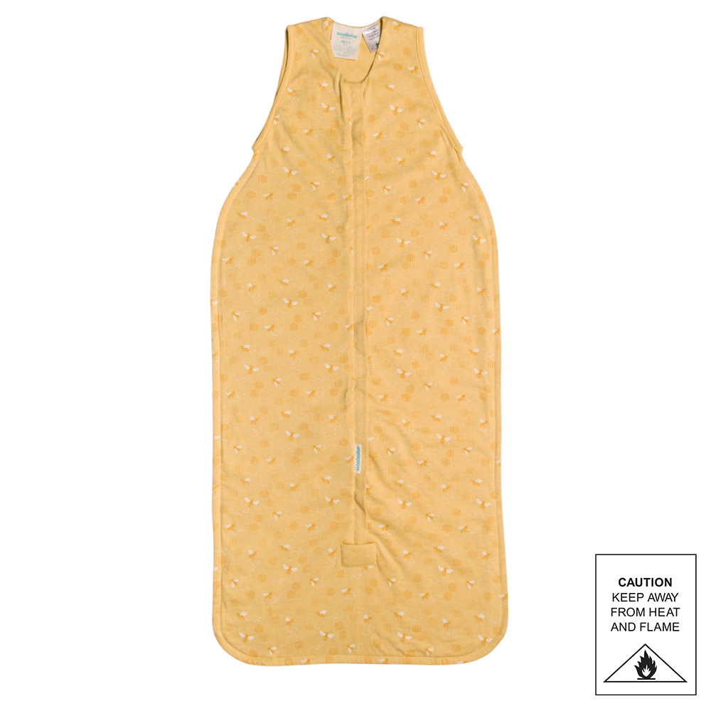 Woolbabe 3 Seasons Front Zip Merino/Organic Cotton Sleeping Bag - Buttercup Bees