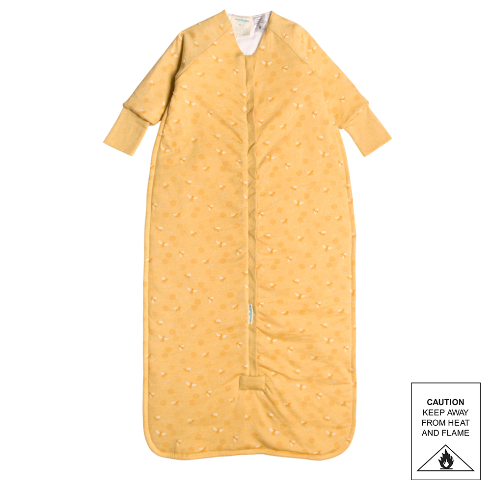 Woolbabe Duvet Front Zip Sleeping Bag with Sleeves - Buttercup Bees