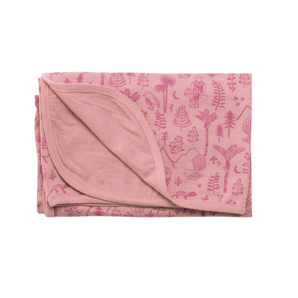 Woolbabe Merino/Organic Cotton Swaddle/Blanket - Dusk Wilderness
