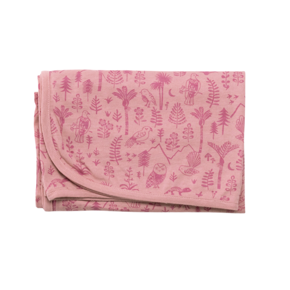 Woolbabe Merino/Organic Cotton Swaddle/Blanket - Dusk Wilderness