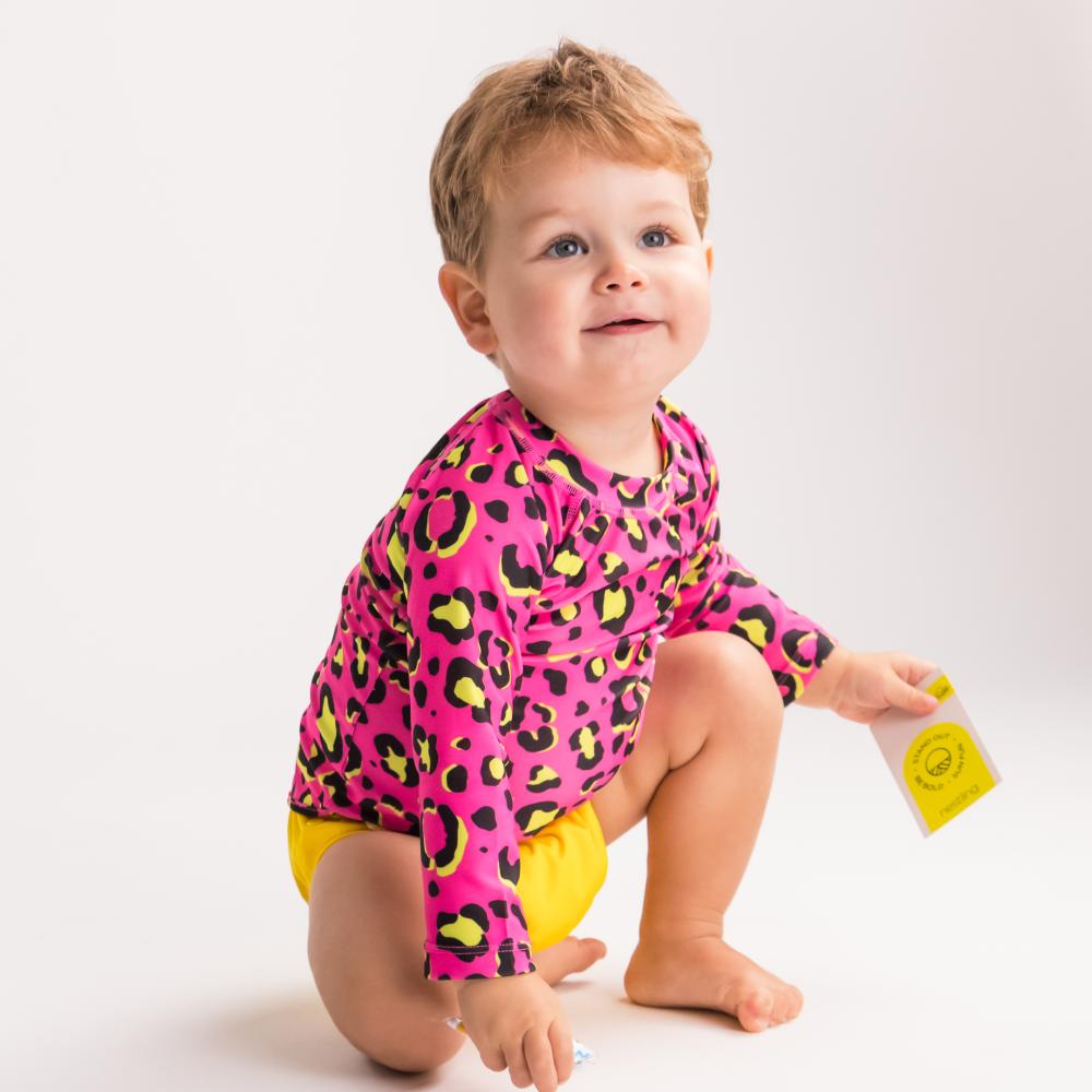 Neon by Nestling UPF50+ Swim Rash Vest - Pink Leopard