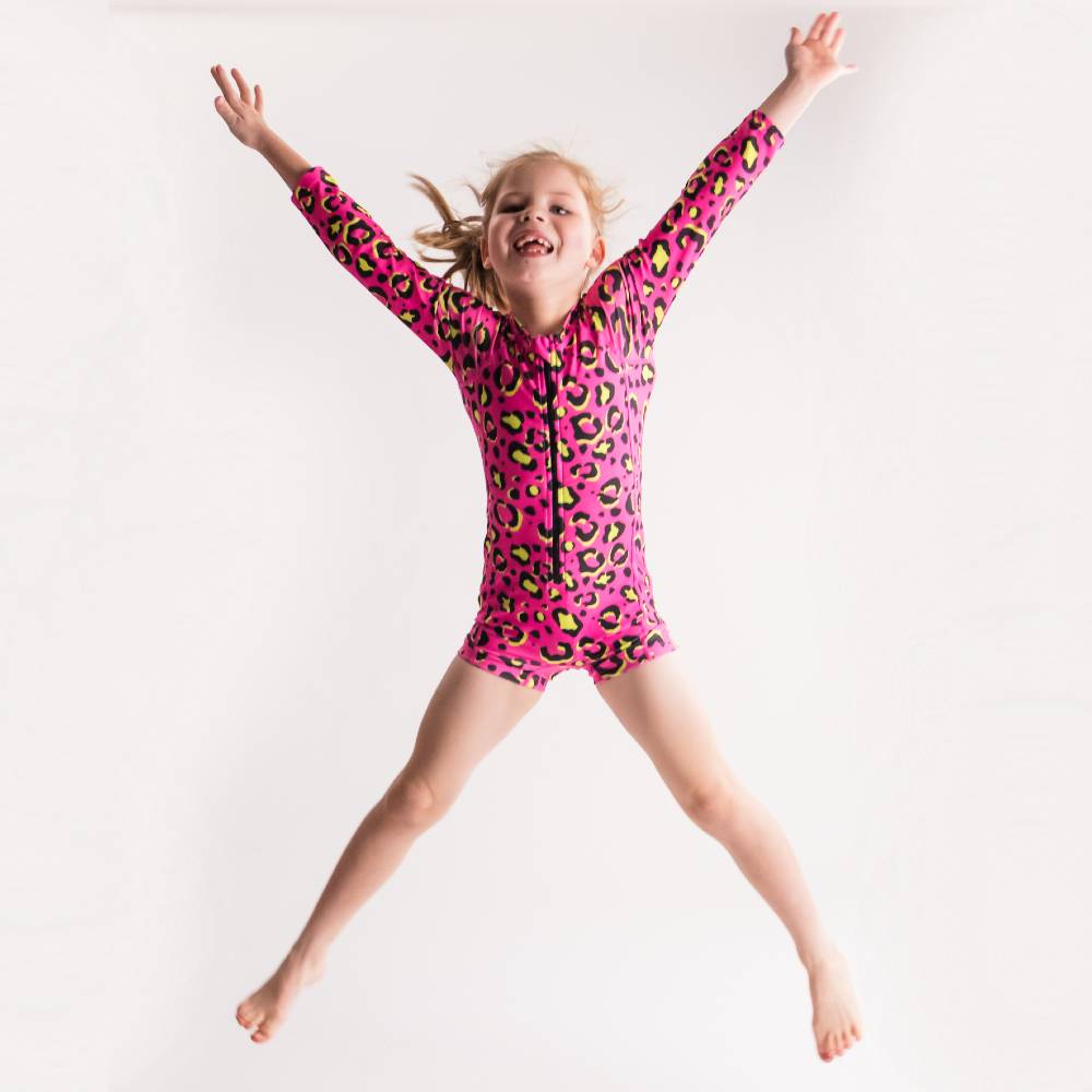 Neon by Nestling Extra Shortie Swimmers - Big Kids - Pink Leopard
