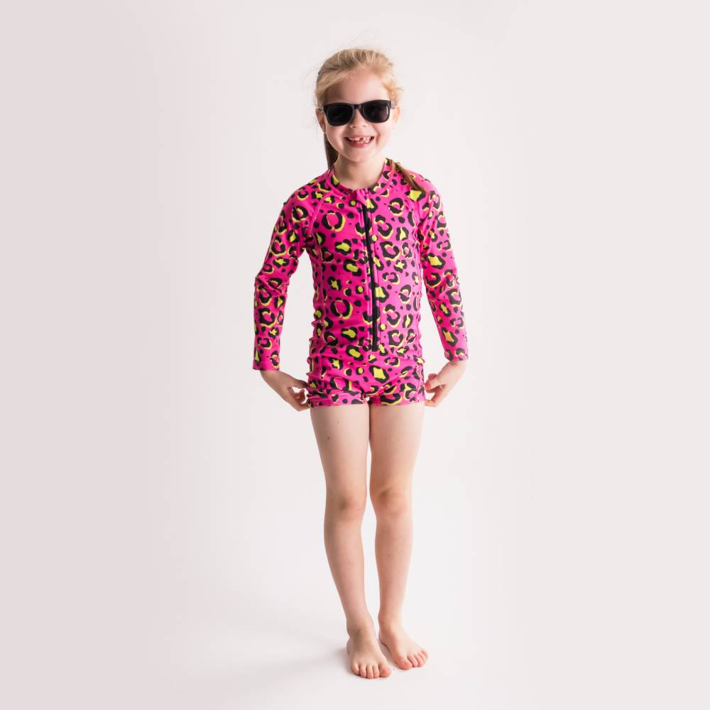 Neon by Nestling Extra Shortie Swimmers - Big Kids - Pink Leopard
