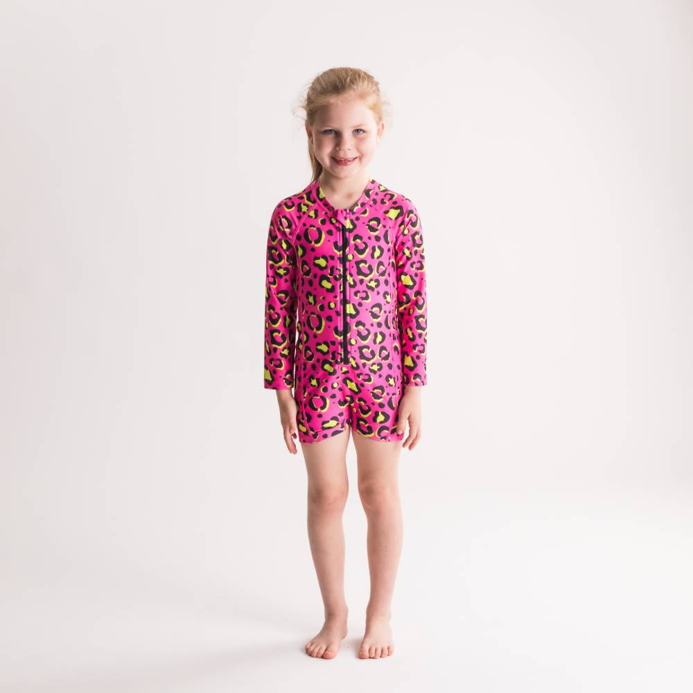 Neon by Nestling Extra Shortie Swimmers - Big Kids - Pink Leopard