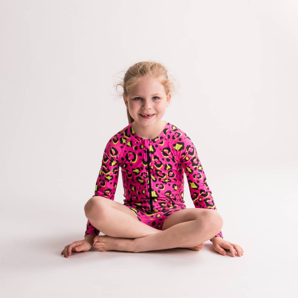 Neon by Nestling Extra Shortie Swimmers - Big Kids - Pink Leopard