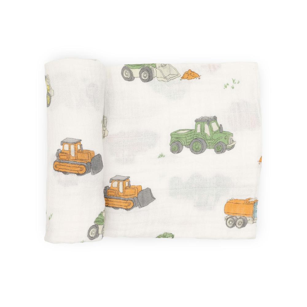 Little Unicorn Single Cotton Muslin Swaddle - Work Trucks