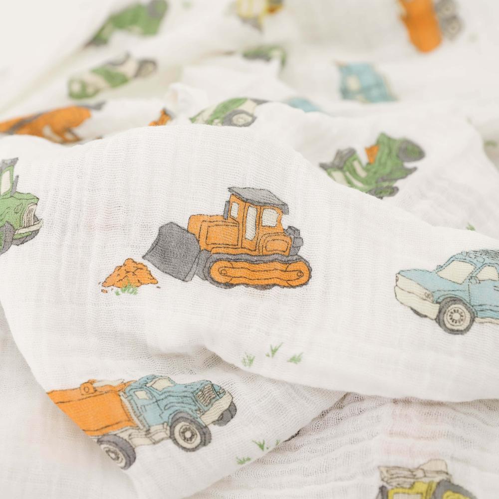 Little Unicorn Single Cotton Muslin Swaddle - Work Trucks