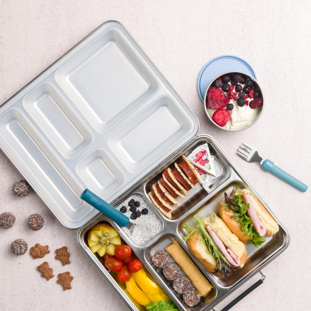 Nestling Stainless Steel Lunchbox Dipper Set - Dusty Blue