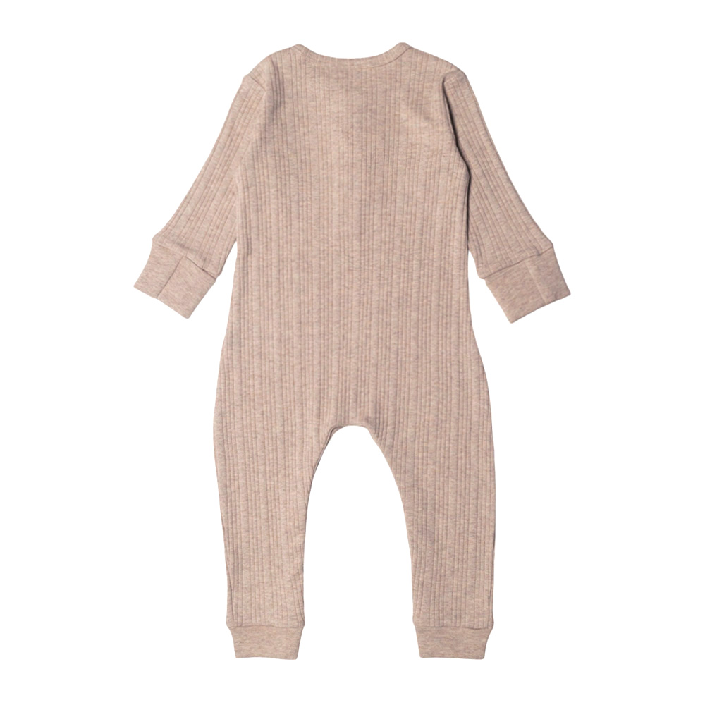 Woolbabe Organic Cotton/Merino Toddler Henley Suit - Dune Marl