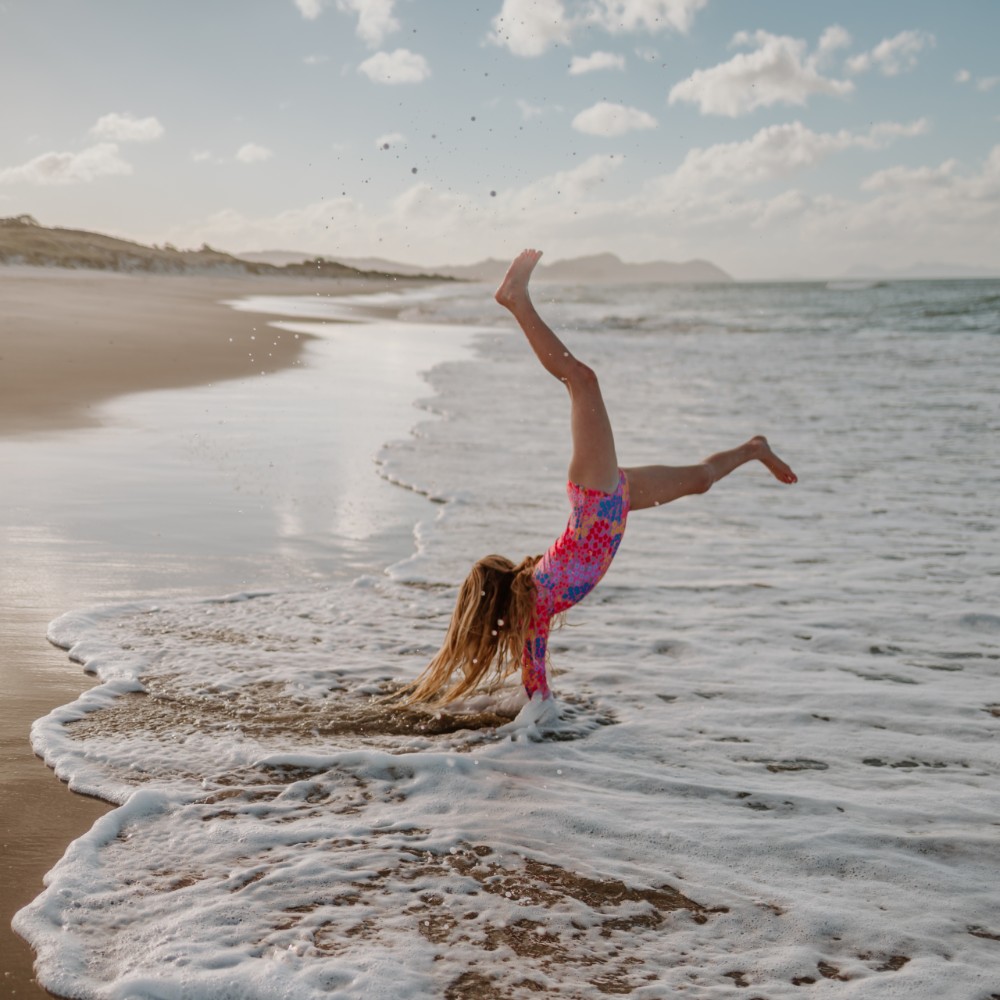 Neon by Nestling Sleeved Girls Swimsuit - Floral