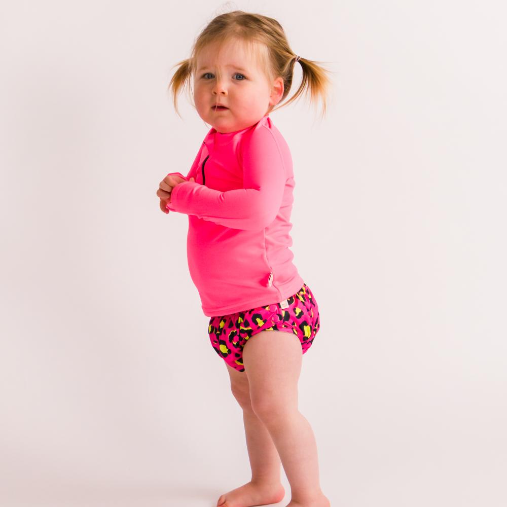 Neon by Nestling Brushed Zip Rashie - Neon Pink