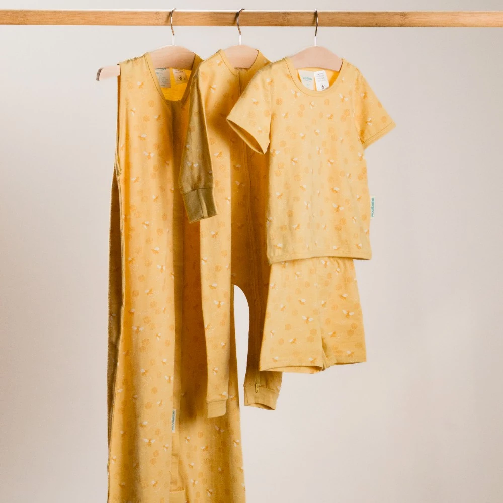 Woolbabe Merino/Organic Cotton PJ Suit - Buttercup Bees