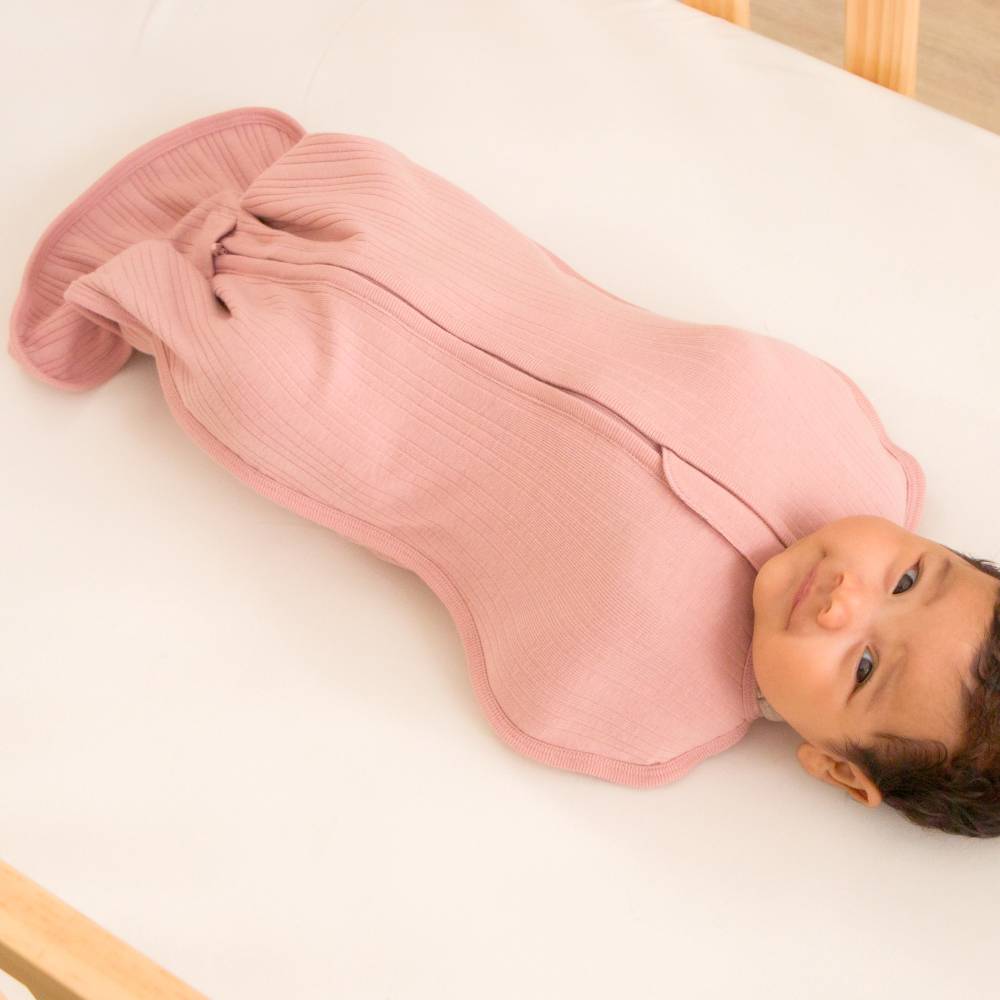Woolbabe Organic Cotton/Merino Fitted Zip Swaddle - Dusk Marl