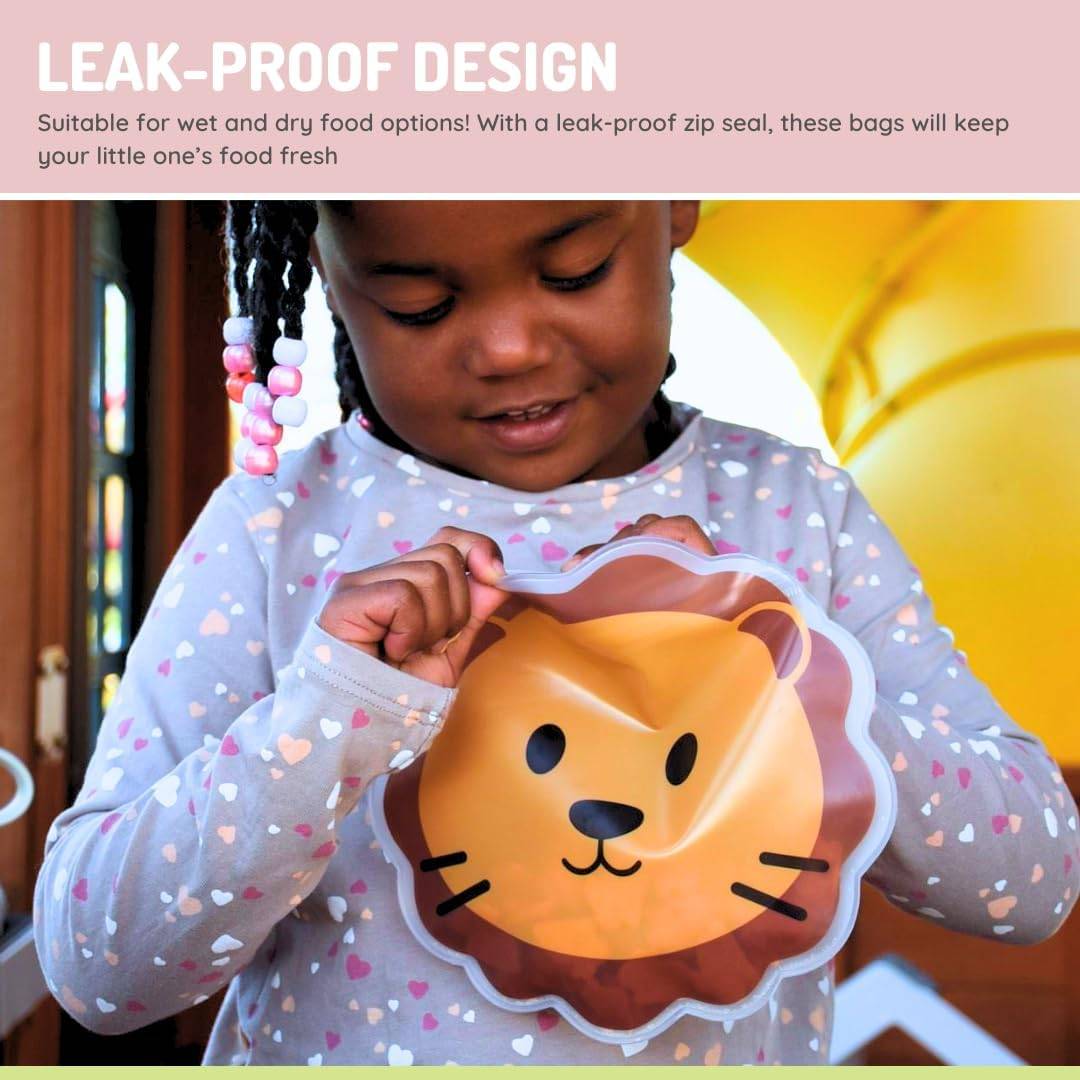 Melii PEVA Reusable Snack Bags 6pk - Animals