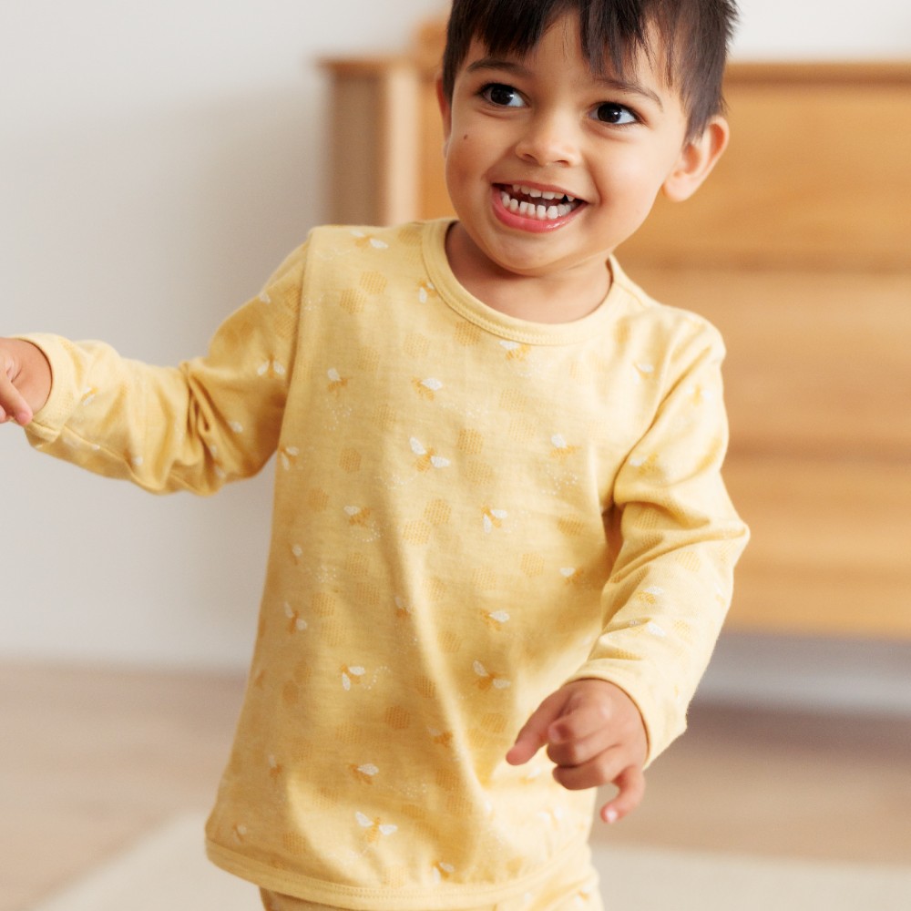 Woolbabe Merino/Organic Cotton Winter Pyjamas - Buttercup Bees