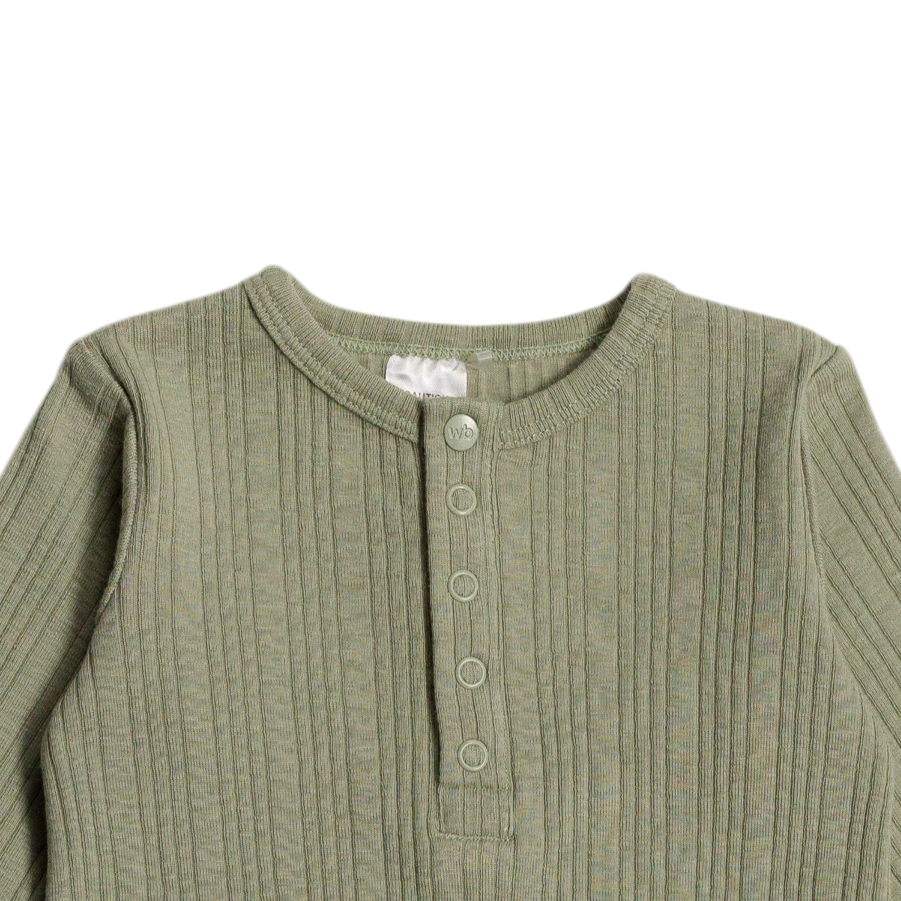 Woolbabe Organic Cotton/Merino Henley Gown - Flax Marl