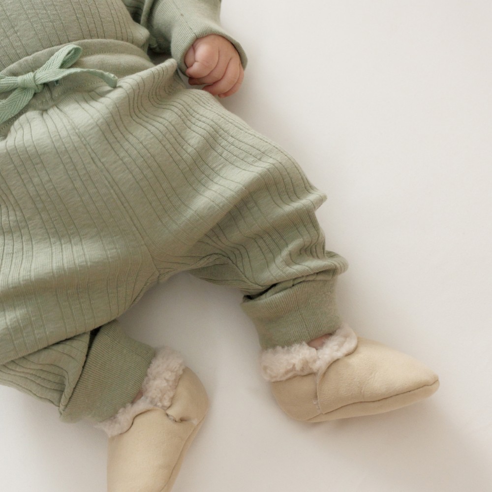 Woolbabe Organic Cotton/Merino Relaxed Pants - Flax Marl