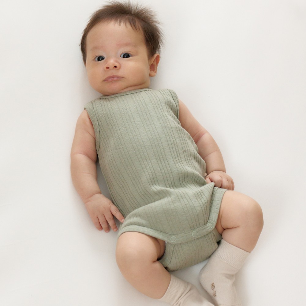Woolbabe Organic Cotton/Merino Singletsuit - Flax Marl