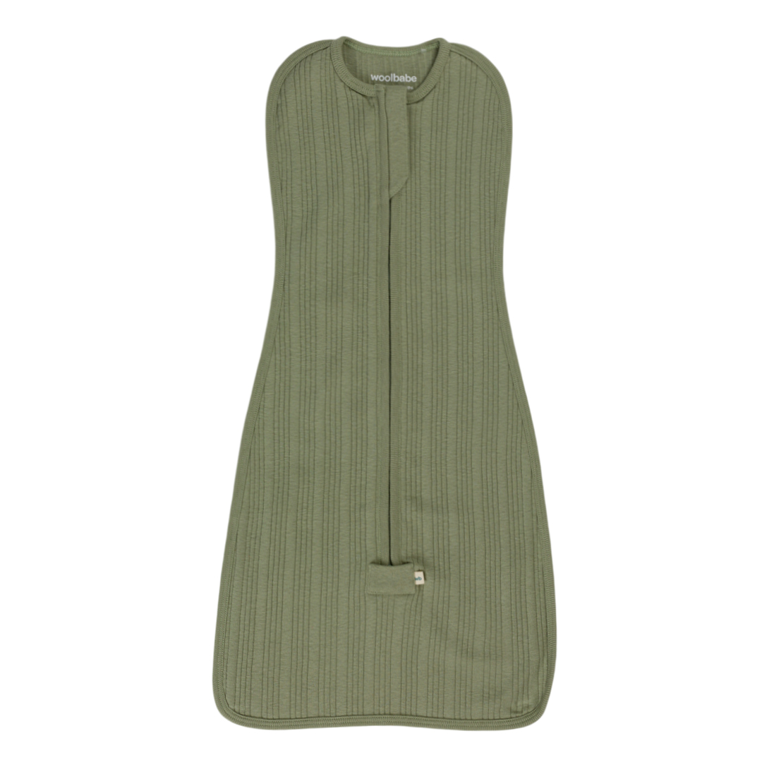 Woolbabe Organic Cotton/Merino Fitted Zip Swaddle - Flax Marl