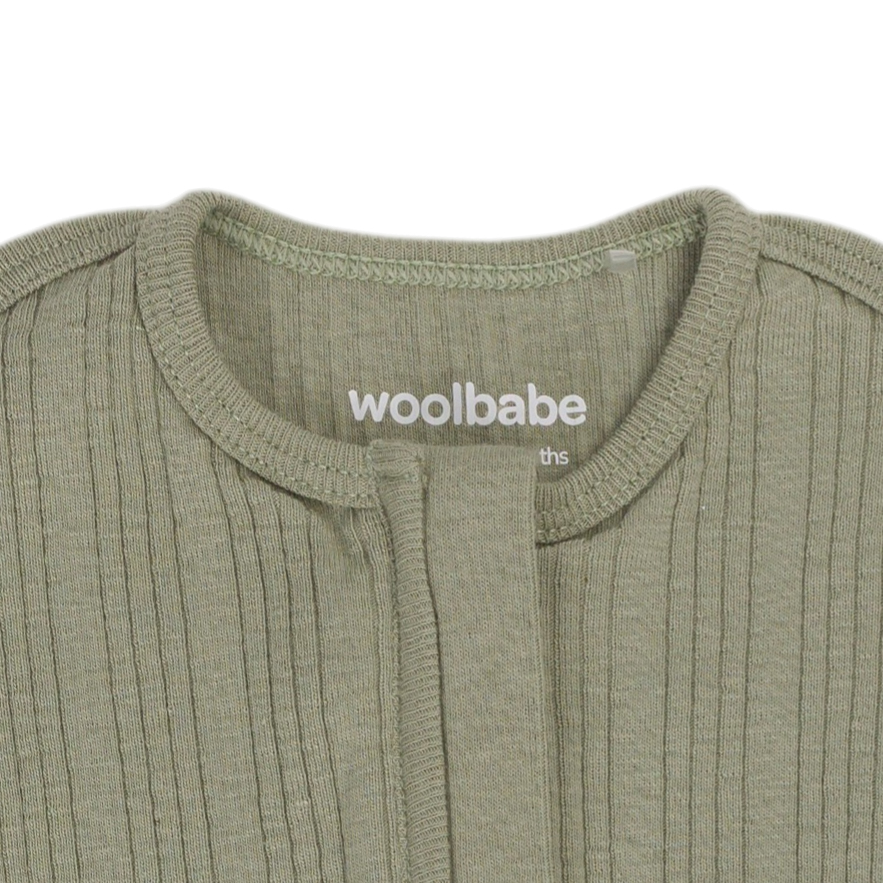 Woolbabe Organic Cotton/Merino Fitted Zip Swaddle - Flax Marl