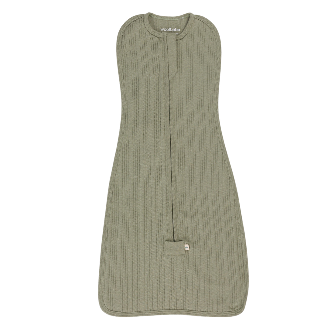 Woolbabe Organic Cotton/Merino Fitted Zip Swaddle - Flax Marl