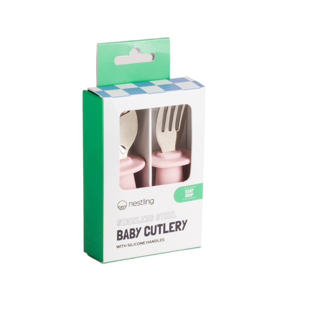 Nestling Baby Cutlery 2pk - Dusty Pink
