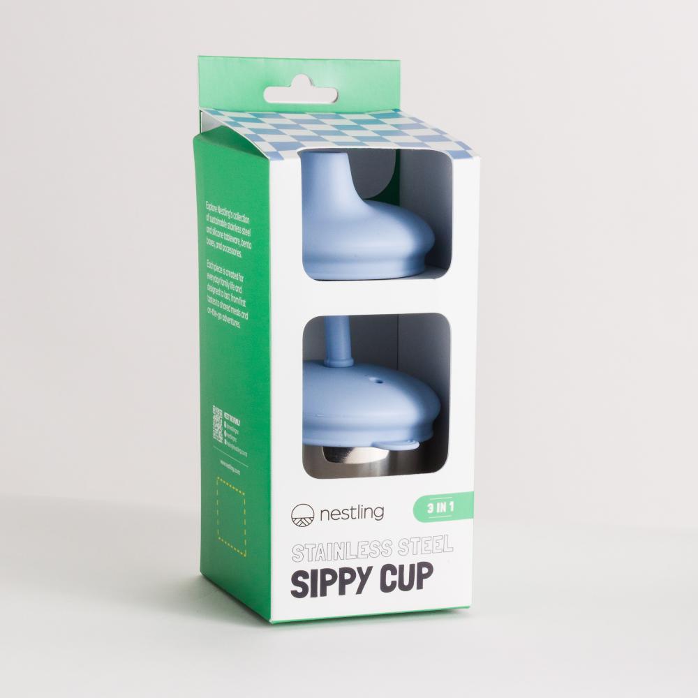 Nestling Stainless Steel 3-in-1 Sippy Cup - Dusty Blue