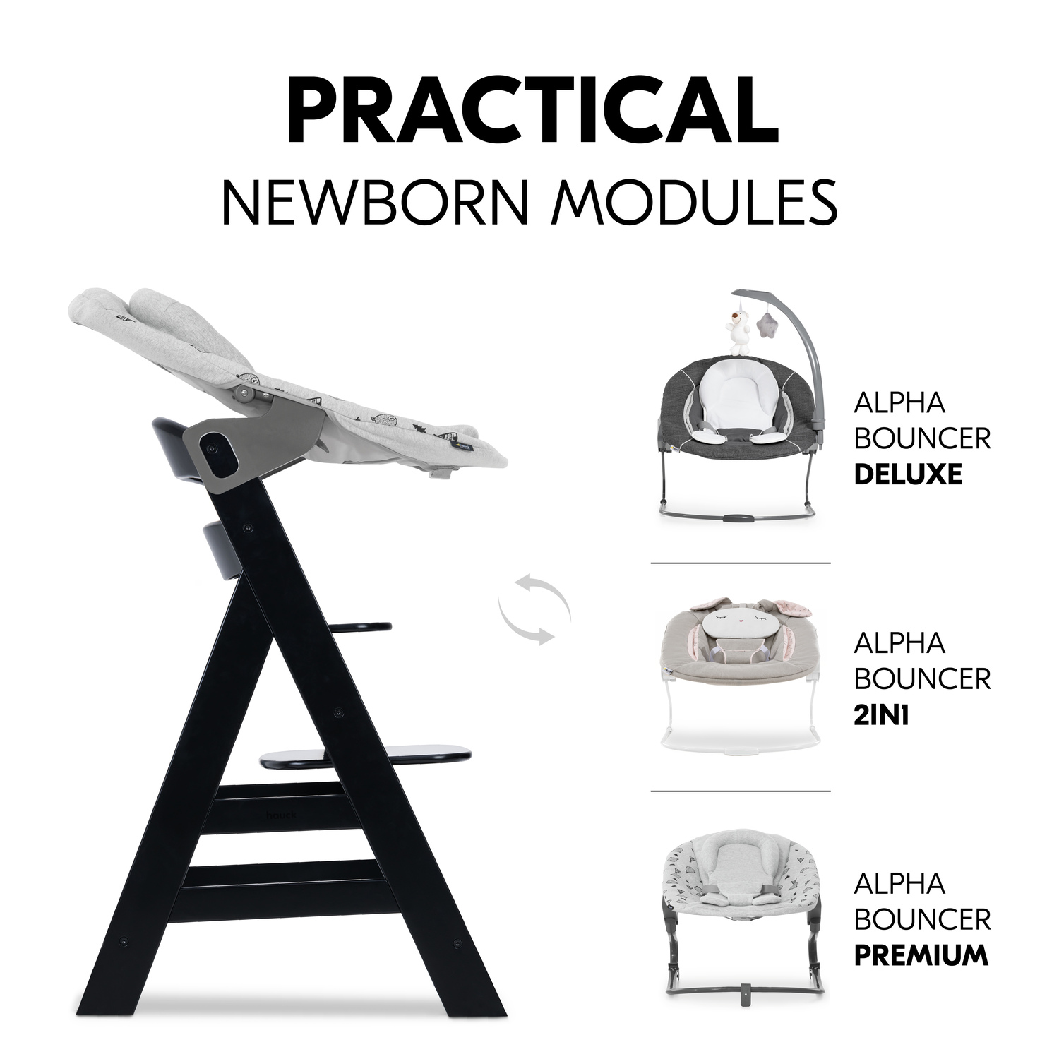 Hauck Alpha+ Wooden Highchair - Black