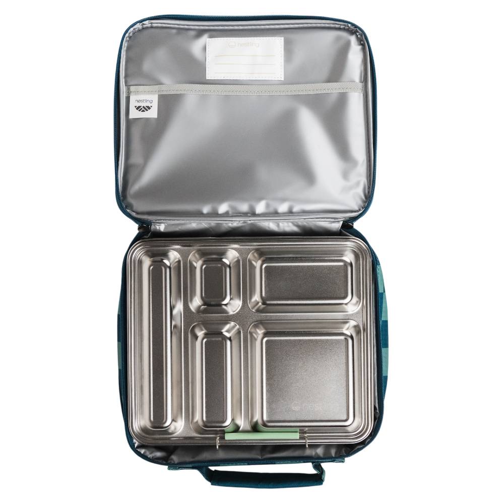 Nestling Insulated Lunch Bag - Blue/Green Check