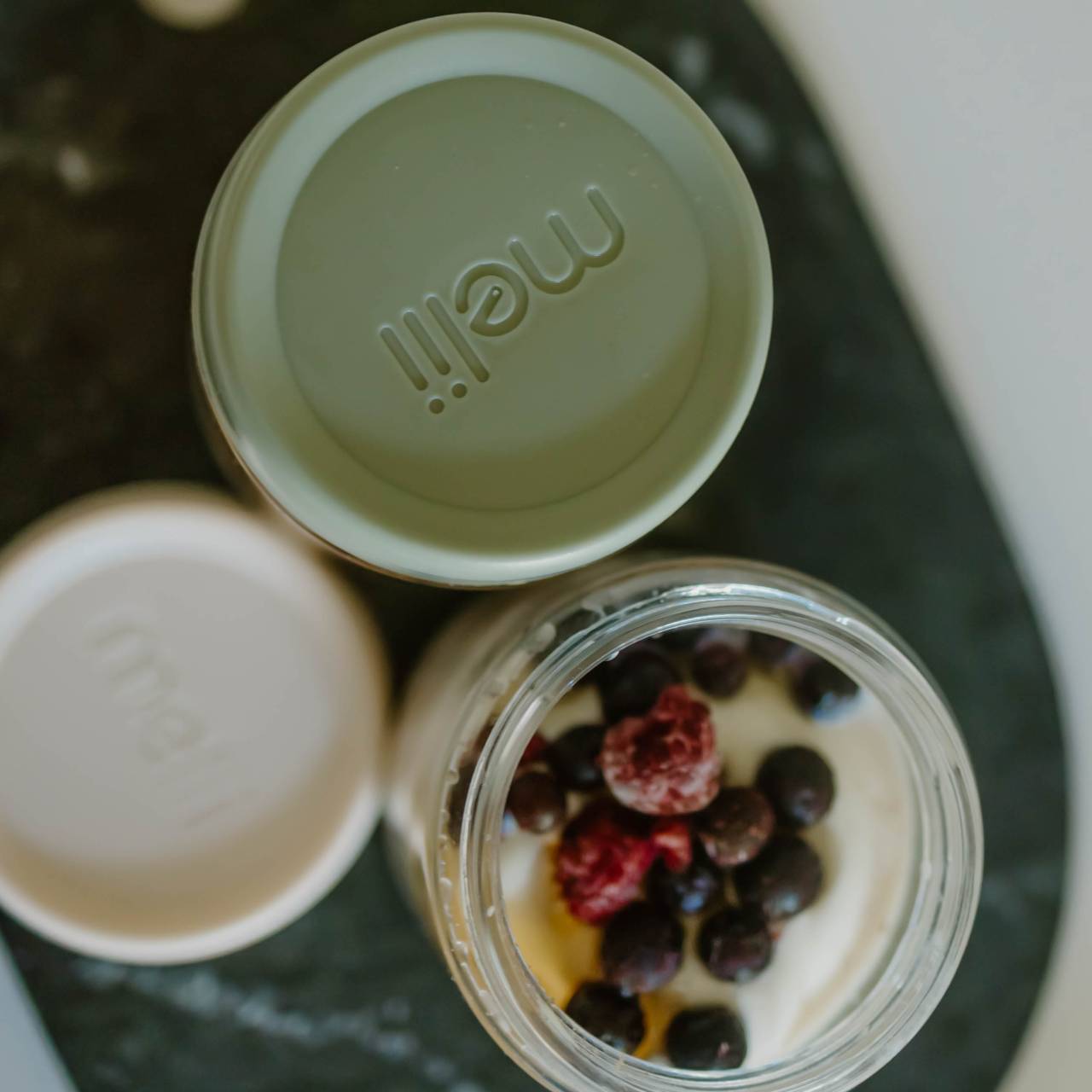 Melii Glass Overnight Oat Jars 4pk - Ivory/Oat Milk/Sage/Cactus Fern