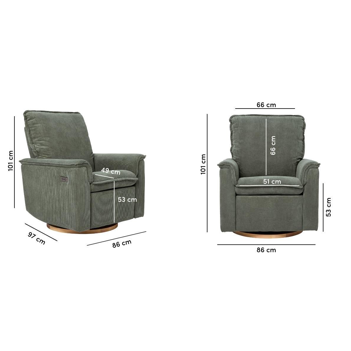 iL TuTTo Louie Electric Recliner Chair - Olive Corduroy