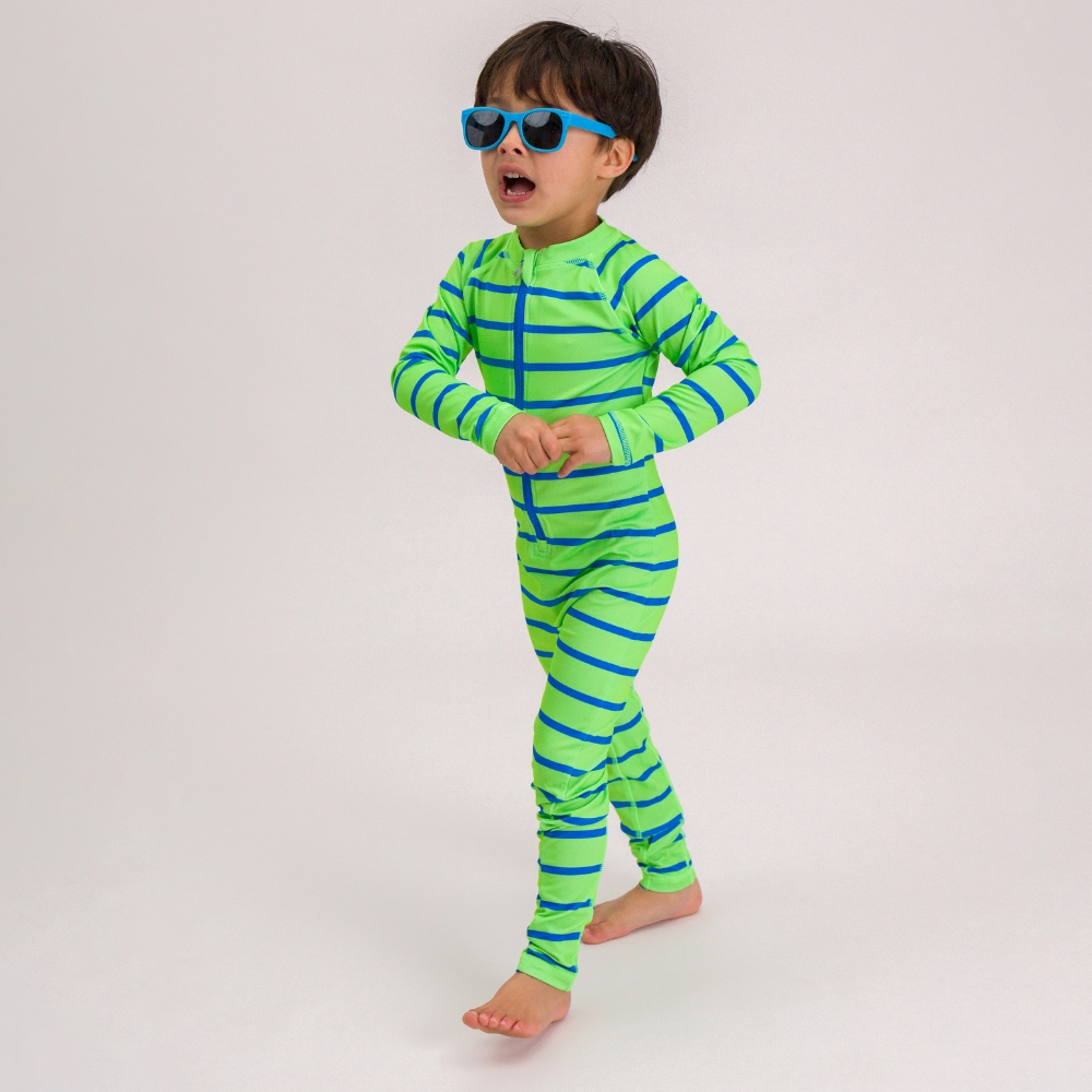 Nestling AquaLuxe Full Swimsuit - Neon Green Stripe