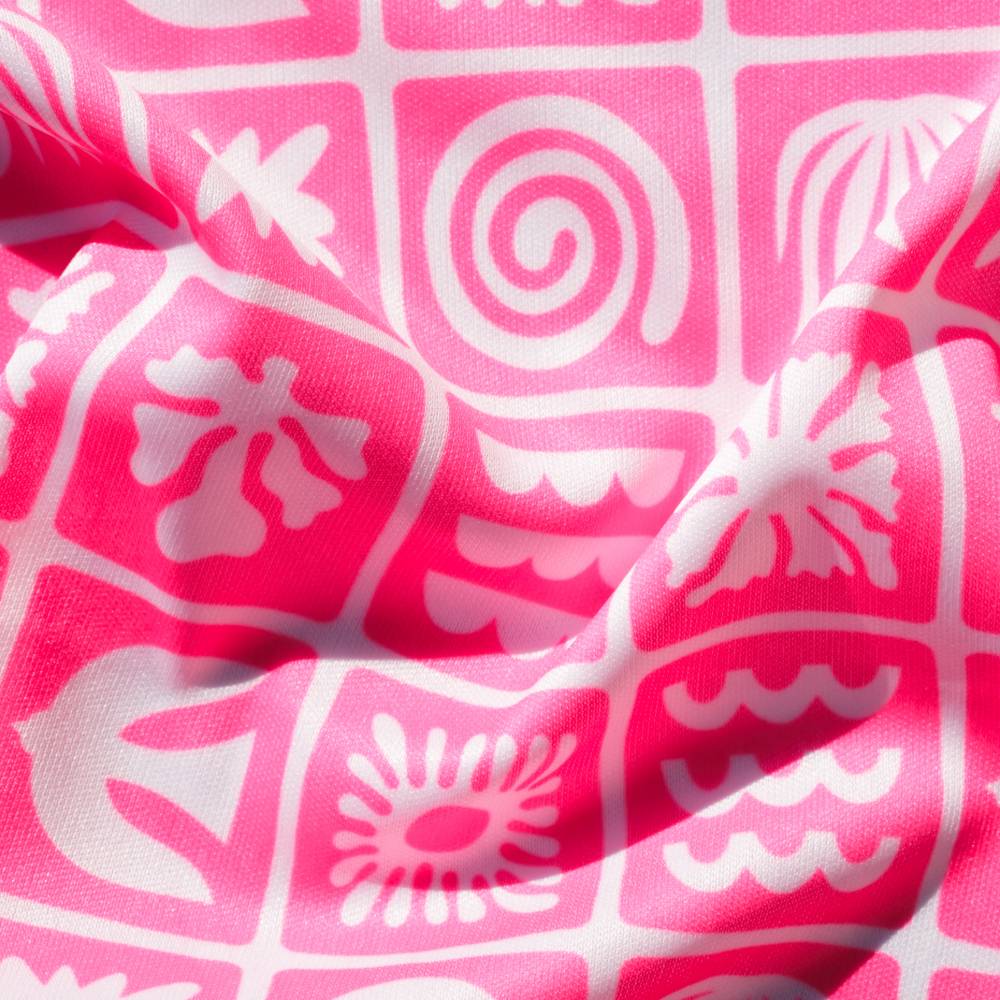 Nestling Double Pocket Wet Bag - Neon Pink Retro Surf