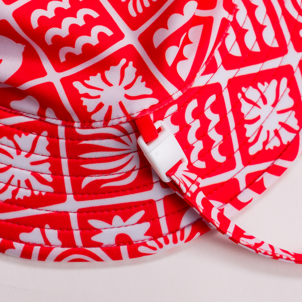 Nestling Neon Swim Bucket Hat - Red Retro Surf