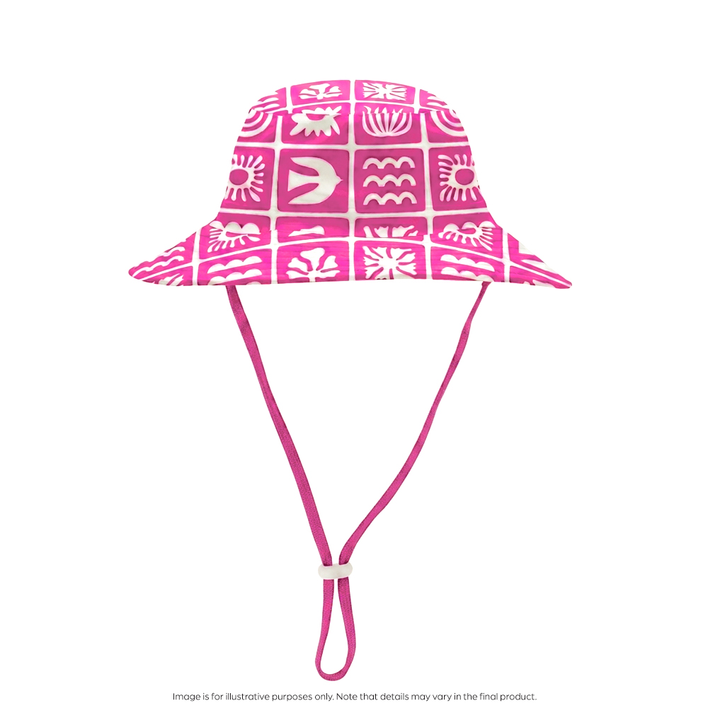 Nestling Neon Swim Bucket Hat - Neon Pink Retro Surf