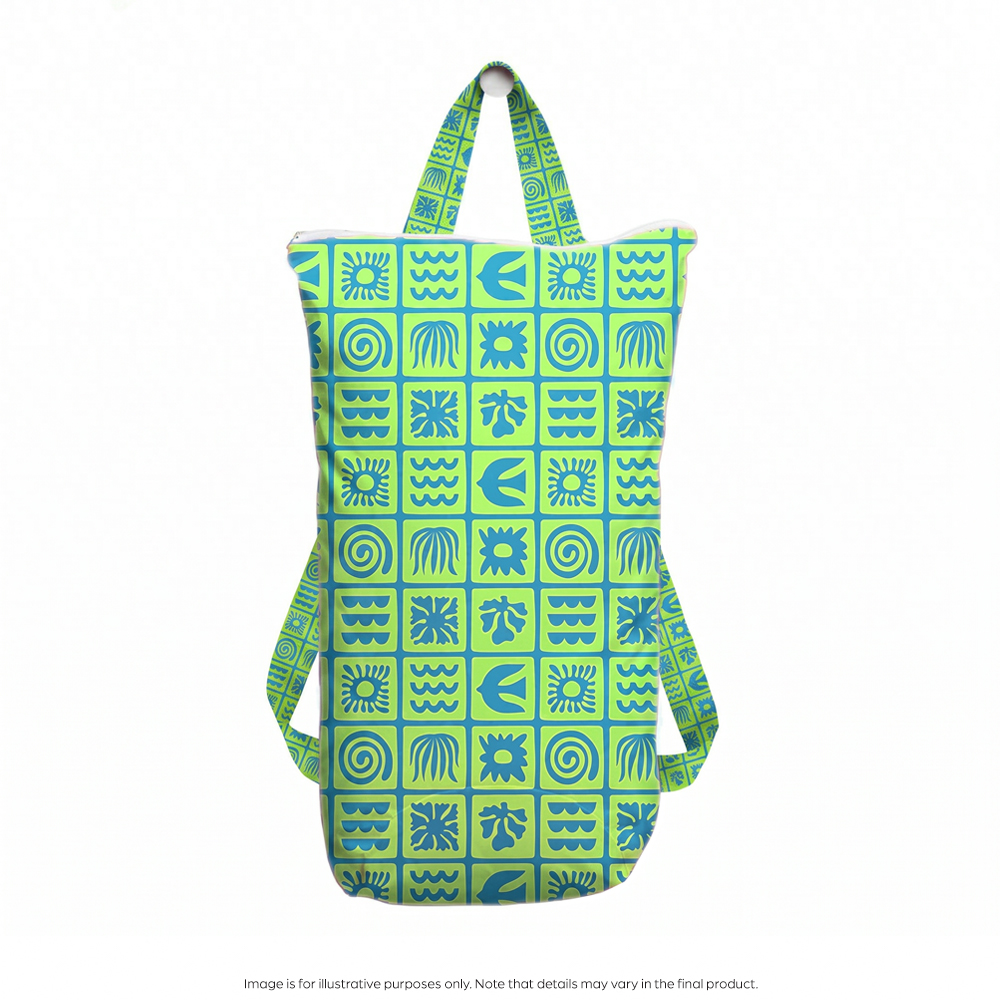Nestling Large Swim Bag - Green Retro Surf