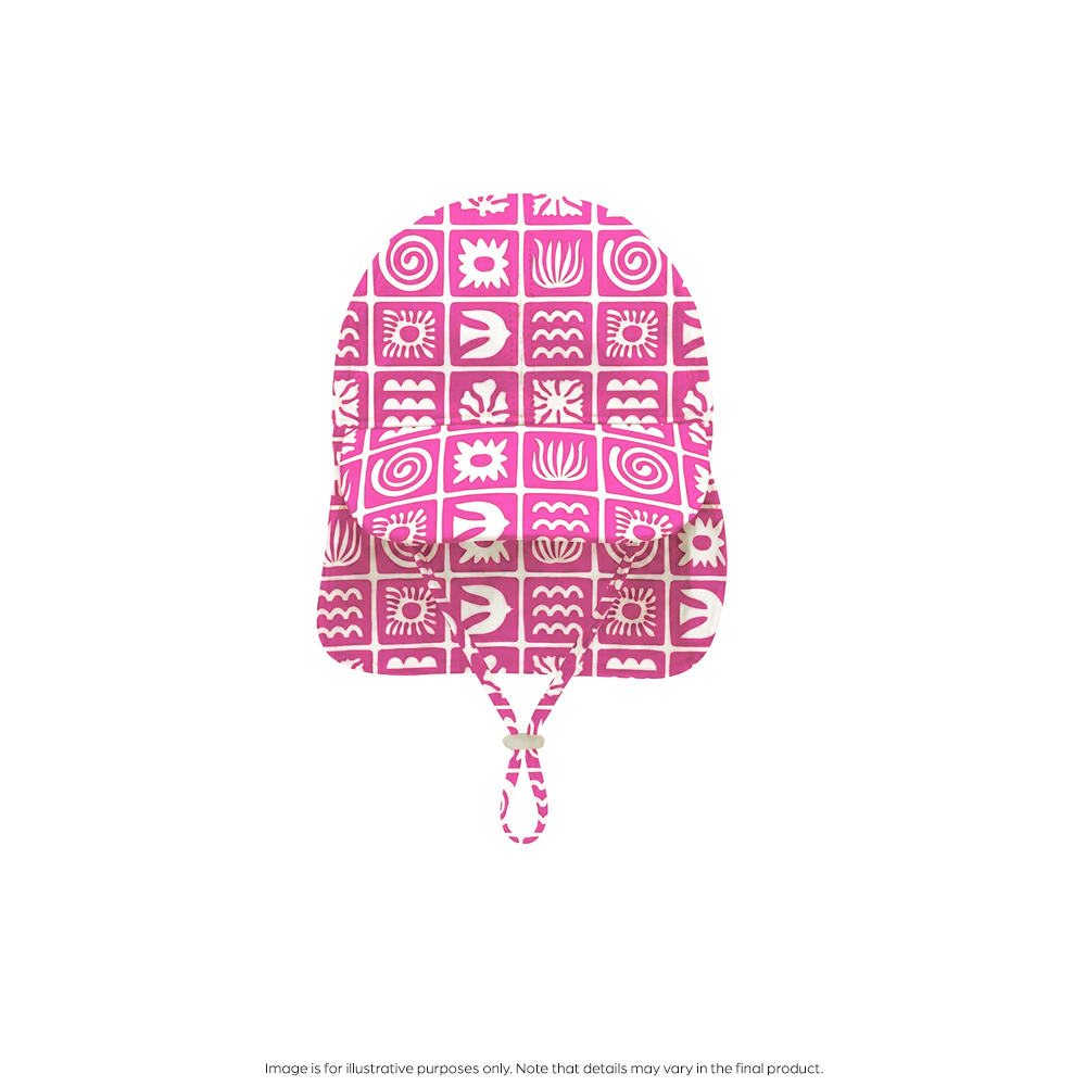 Nestling Neon Swim Legionnaire Hat - Neon Pink Retro Surf