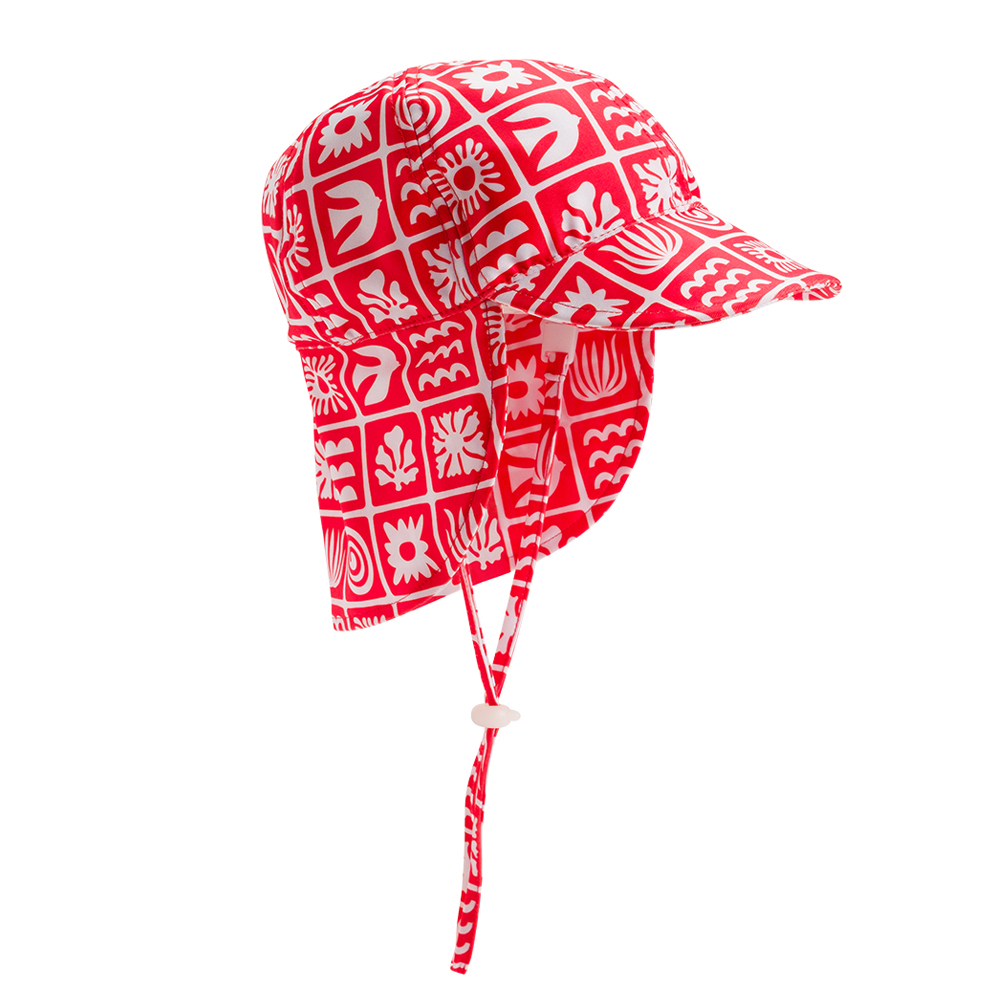 Nestling Neon Swim Legionnaire Hat - Red Retro Surf