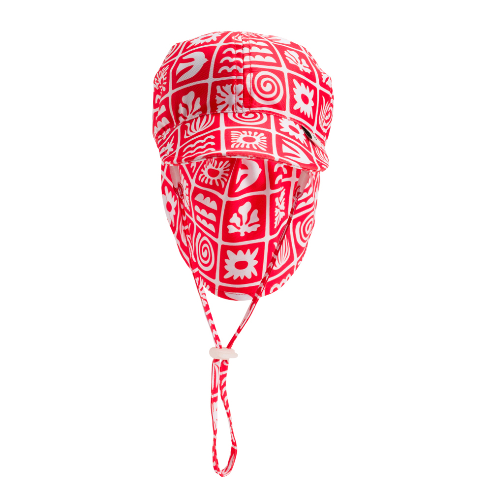 Nestling Neon Swim Legionnaire Hat - Red Retro Surf