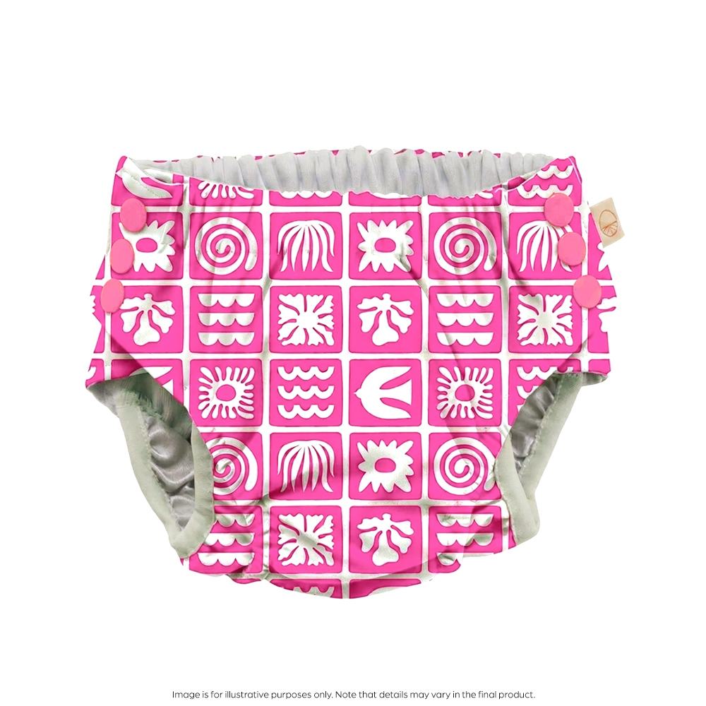 Nestling Neon Swim Nappy - Neon Pink Retro Surf